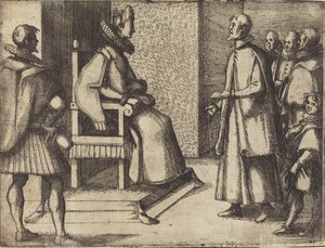 Toscanas sändebud tackar drottningen [verso], 1612. av Jacques Callot