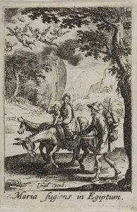 Flykten till Egypten, från Jungfruns liv av Jacques Callot