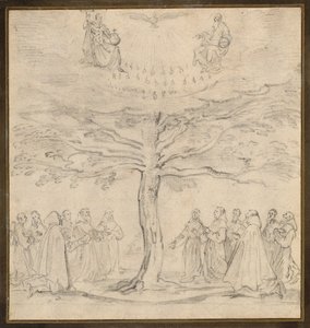Den heliga treenigheten i livets träd, älskad av franciskaner av Jacques Callot