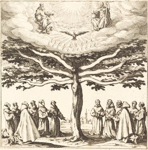 Den heliga treenigheten i livets träd, älskad av franciskaner av Jacques Callot