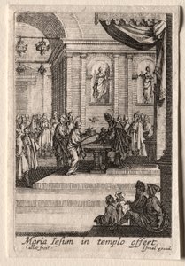 Jungfruns liv: Presentationen av Kristus i templet. av Jacques Callot