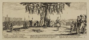 Krigets elände, nr 11. Hängningen, 1633 av Jacques Callot