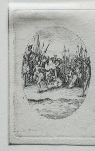Passionens mysterier: korsets bärande. av Jacques Callot