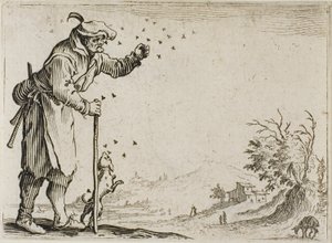 Bonden attackerad av bin, från The Caprices av Jacques Callot