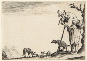 Herdepojken som spelar flöjt av Jacques Callot