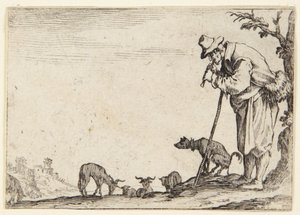 Herde som spelar flöjt av Jacques Callot