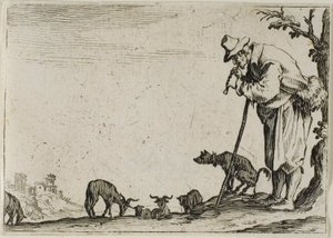 The Shepherd Playing a Flute, från The Caprices av Jacques Callot