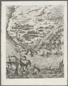 Belägringen av La Rochelle: Plåt 10, 1628-1630. av Jacques Callot