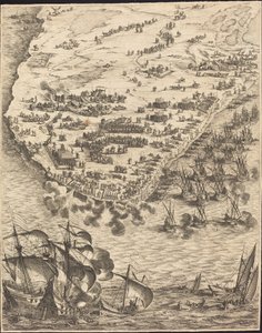 Belägringen av La Rochelle [skylt 10 av 16; uppsättningen omfattar 1952.8.97-112] av Jacques Callot