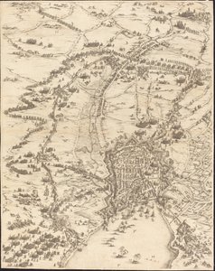 Belägringen av La Rochelle [skylt 6 av 16; uppsättningen omfattar 1952.8.97-112] av Jacques Callot