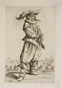 Soldaten med en plymerad hatt, tallrik tre från La Noblesse av Jacques Callot