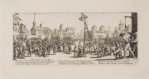 The Strappado, tallrik tio från The Miseries of War av Jacques Callot