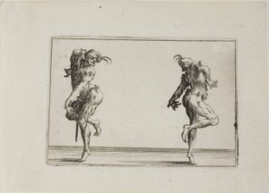 De två pantalongerna som vänder ryggen till, ur Caprices av Jacques Callot