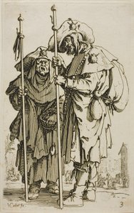 The Two Pilgrims, tallrik tre från The Beggars av Jacques Callot