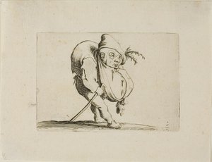 Den ojämna med en käpp, från Varie Figure Gobbi av Jacques Callot