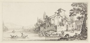Promenaden vid vattnet, ur serien Paysages Gravées pour Jean de Médicis, Paysages Dessinés à Florence (Landskap för Giovanni de Medici eller landskap utformade i Florens) av Jacques Callot