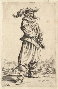 Krigaren med hatten prydd med en stor fjäder av Jacques Callot