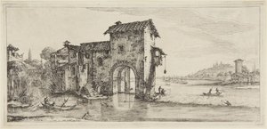 Vattenkvarnen, ur serien Diverse Vedute Designate in Fiorenza (Olika landskap utformade i Florens) av Jacques Callot