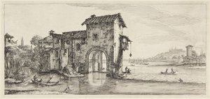 Vattenkvarnen, ur serien Paysages Gravées pour Jean de Médicis, Paysages Dessinés à Florence av Jacques Callot