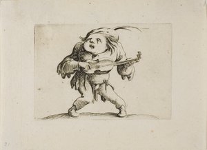 The Wobbly Man Playing the Guitar, från Varie Figure Gobbi av Jacques Callot