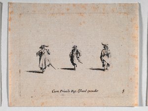 Tre kavaljerer, ur Les Fantaisies de Noble J. Callot ... av Jacques Callot