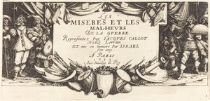 Titelsida för The Large Miseries of War, ca. 1633. av Jacques Callot