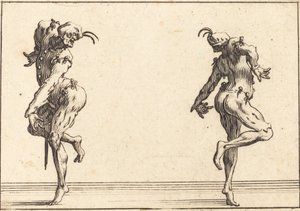 Två Pantaloons som dansar av Jacques Callot