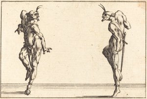 Två Pantaloons som dansar, ca. 1617. av Jacques Callot