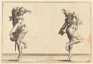 Två Pantaloons som dansar, ca. 1622. av Jacques Callot