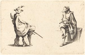 Två sittande figurer av Jacques Callot