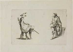 Två sittande män, från The Caprices av Jacques Callot