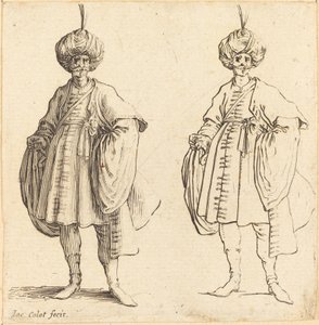Två turkar klädda i turbaner med en plym av Jacques Callot