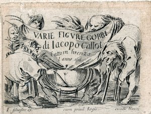 Varie Figure Gobbi, titelsida med 21 gravyrer ... (gravyr) av Jacques Callot