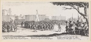 Vimplar framför stadsmurarna av Jacques Callot