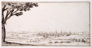 Vy över Nancy (penna och brunt bläck på papper) av Jacques Callot