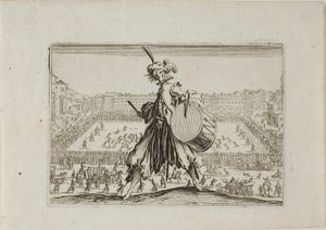Vy över Piazza S. Croce med fotbollsmatch, från The Caprices av Jacques Callot