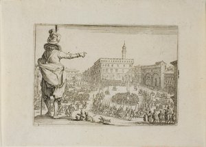 Utsikt över Piazza Signoria, från The Caprices av Jacques Callot
