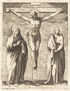 Jungfru och Sankt Johannes vid korsets fot av Jacques Callot