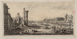Utsikt över Louvren och den tidigare Porte de Nesle av Jacques Callot