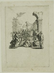 Tvätta fötterna, från Den lilla passionen av Jacques Callot