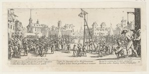 Gunggalgen, blad 10 i serien ”Krigets fasor” av Jacques Callot