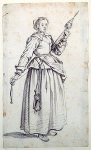Kvinna med spindel (svart krita på papper) av Jacques Callot