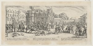Förstörelsen av ett kloster, blad 6 i serien ”Krigets fasor” av Jacques Callot