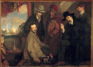 Andre Gide och hans vänner på caféet Maure of the World Exposition of 1900 (Eugene Rouart; Charles Chanvin; Athman Ben Salah; Henri Gheon) Målning av Jacques Emile (Jacques-Emile) Blanche (1861-1942) 1900 Sön. 1,56x2,2 m Rouen, Musee des Beaux Arts av Jacques Emile Blanche