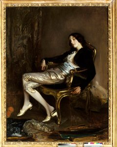 Kerubin (Cherubino) av Mozart. Karaktär från operan "Figaros bröllop" (Le Nozze di Figaro) av Wolfgang Amadeus Mozart (1756-1791). Målning av Jacques Emile (Jacques-Emile) Blanche (1861-1942)