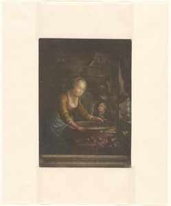 Ung kvinna som hackar lök av Jacques Fabien Gautier Dagoty (attributed to)