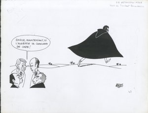 Le Figaro, satir i svartvitt av Jacques Faizant