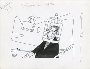Le Figaro, satir i svartvitt av Jacques Faizant