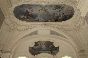 Décoration du pavillon Nord du Petit Palais - Le triomphe de Paris (tak) - Paris, capitale intellectuelle (Demi-coupole), mellan 1913 och 1919 (olja) av Jacques Fernand Humbert