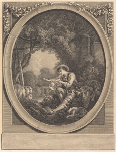 Kurirens avgång av Jacques Firmin Beauvarlet after François Boucher